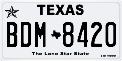 TX license plate BDM8420