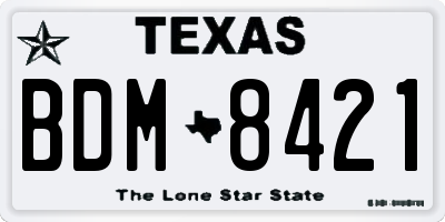 TX license plate BDM8421