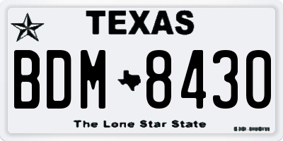 TX license plate BDM8430
