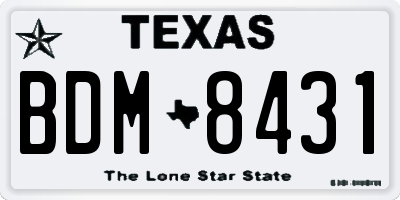 TX license plate BDM8431