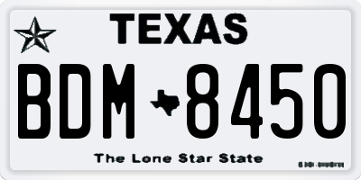 TX license plate BDM8450