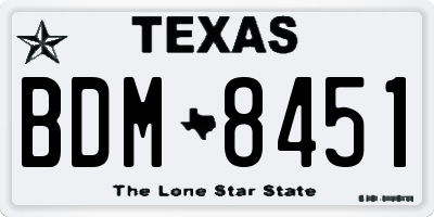TX license plate BDM8451