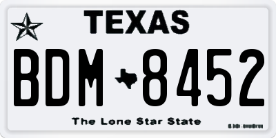 TX license plate BDM8452