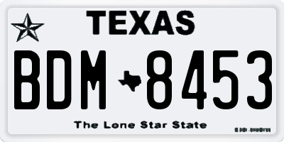 TX license plate BDM8453