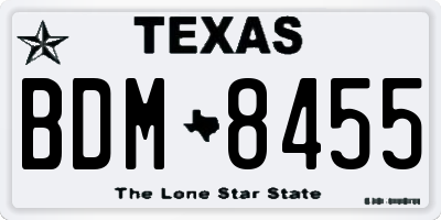 TX license plate BDM8455