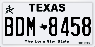 TX license plate BDM8458