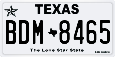 TX license plate BDM8465