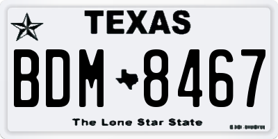 TX license plate BDM8467
