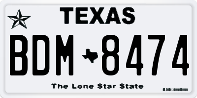 TX license plate BDM8474