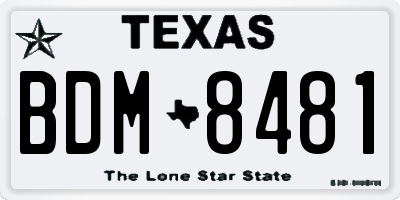 TX license plate BDM8481