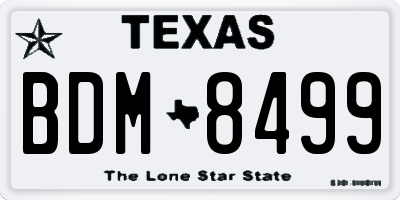 TX license plate BDM8499