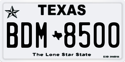 TX license plate BDM8500