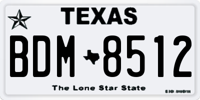 TX license plate BDM8512