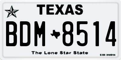 TX license plate BDM8514