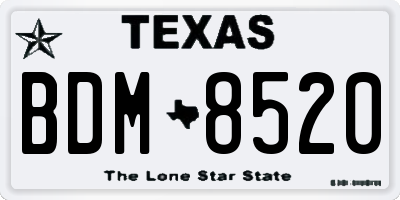 TX license plate BDM8520