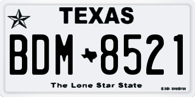 TX license plate BDM8521