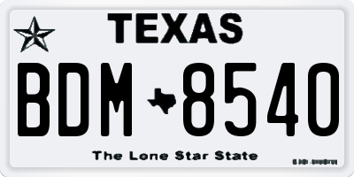 TX license plate BDM8540
