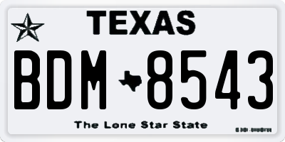 TX license plate BDM8543