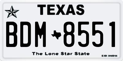 TX license plate BDM8551