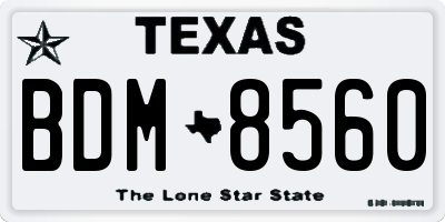 TX license plate BDM8560