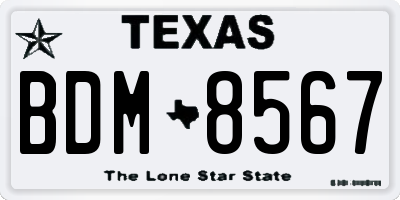 TX license plate BDM8567