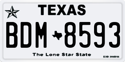 TX license plate BDM8593