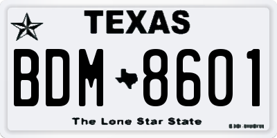 TX license plate BDM8601