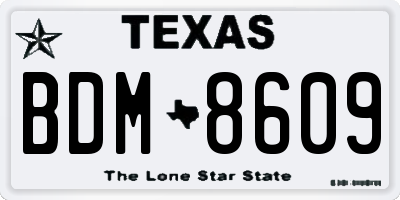 TX license plate BDM8609