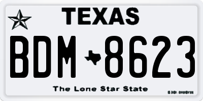 TX license plate BDM8623