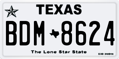 TX license plate BDM8624