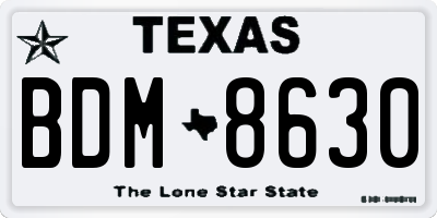 TX license plate BDM8630