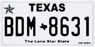 TX license plate BDM8631