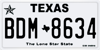 TX license plate BDM8634