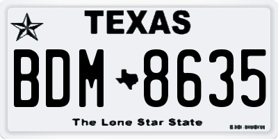 TX license plate BDM8635