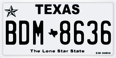 TX license plate BDM8636