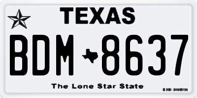 TX license plate BDM8637
