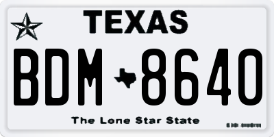 TX license plate BDM8640