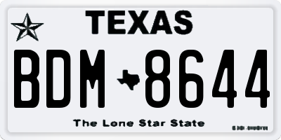 TX license plate BDM8644
