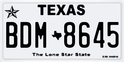 TX license plate BDM8645