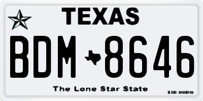 TX license plate BDM8646