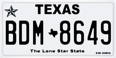 TX license plate BDM8649