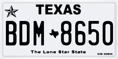 TX license plate BDM8650