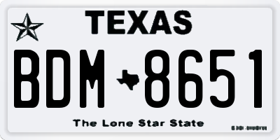 TX license plate BDM8651