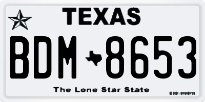 TX license plate BDM8653