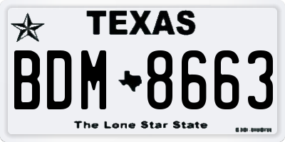 TX license plate BDM8663