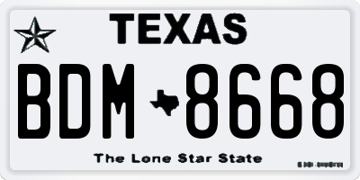 TX license plate BDM8668