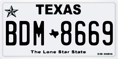 TX license plate BDM8669