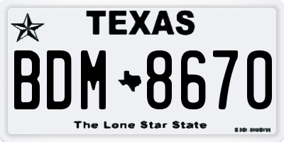 TX license plate BDM8670