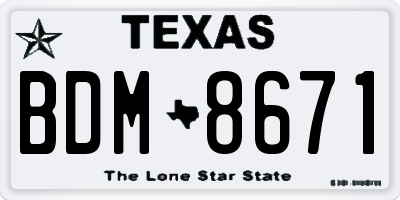 TX license plate BDM8671