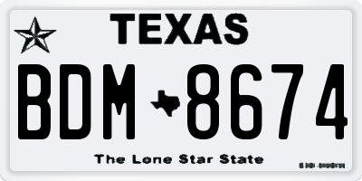 TX license plate BDM8674
